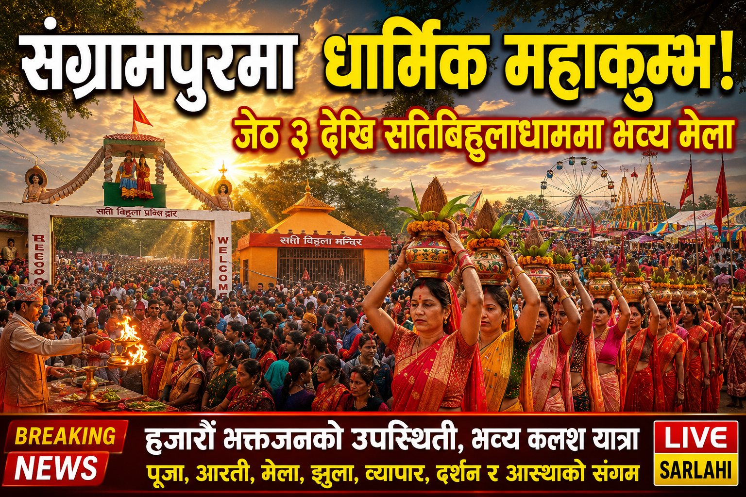 सर्लाहीको संग्रामपुरमा धार्मिक–सांस्कृतिक महाकुम्भ, जेठ ३ देखि सतिबिहुलाधाममा भव्य मेला