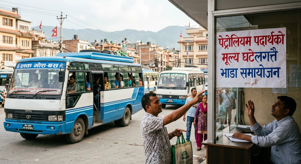 इन्धनको मूल्य घटेलगत्तै स्वचालित प्रणालीअनुसार भाडा समायोजन गर्न यातायात व्यवसायीको माग