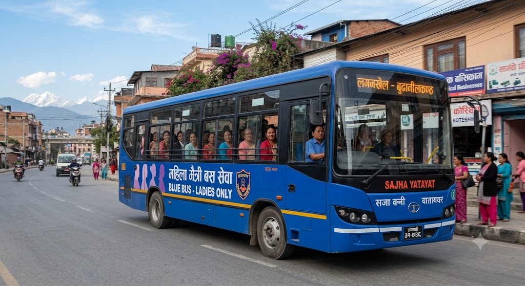 महिलालाई सार्वजनिक यातायातमा सुरक्षा : साउन १ देखि उपत्यकामा निःशुल्क ‘ब्लू बस’ गुड्ने, यस्ता छन् रुट
